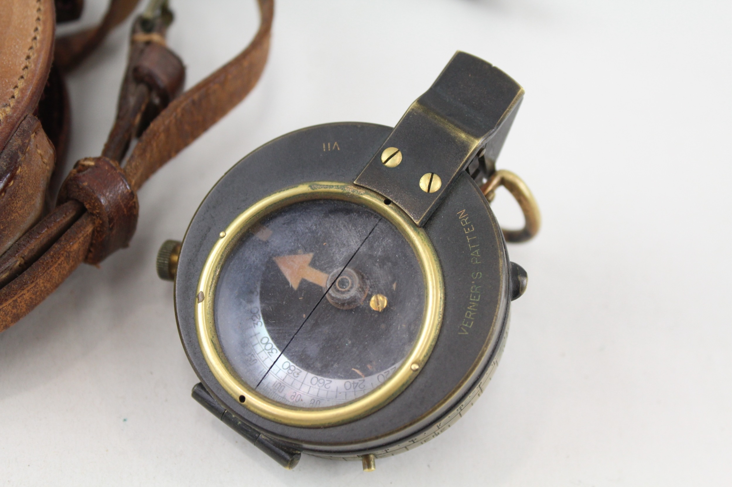 WW1 1915 Dated Verners Pattern Military Compass & Leather Case Anglo Swiss - Image 2 of 7