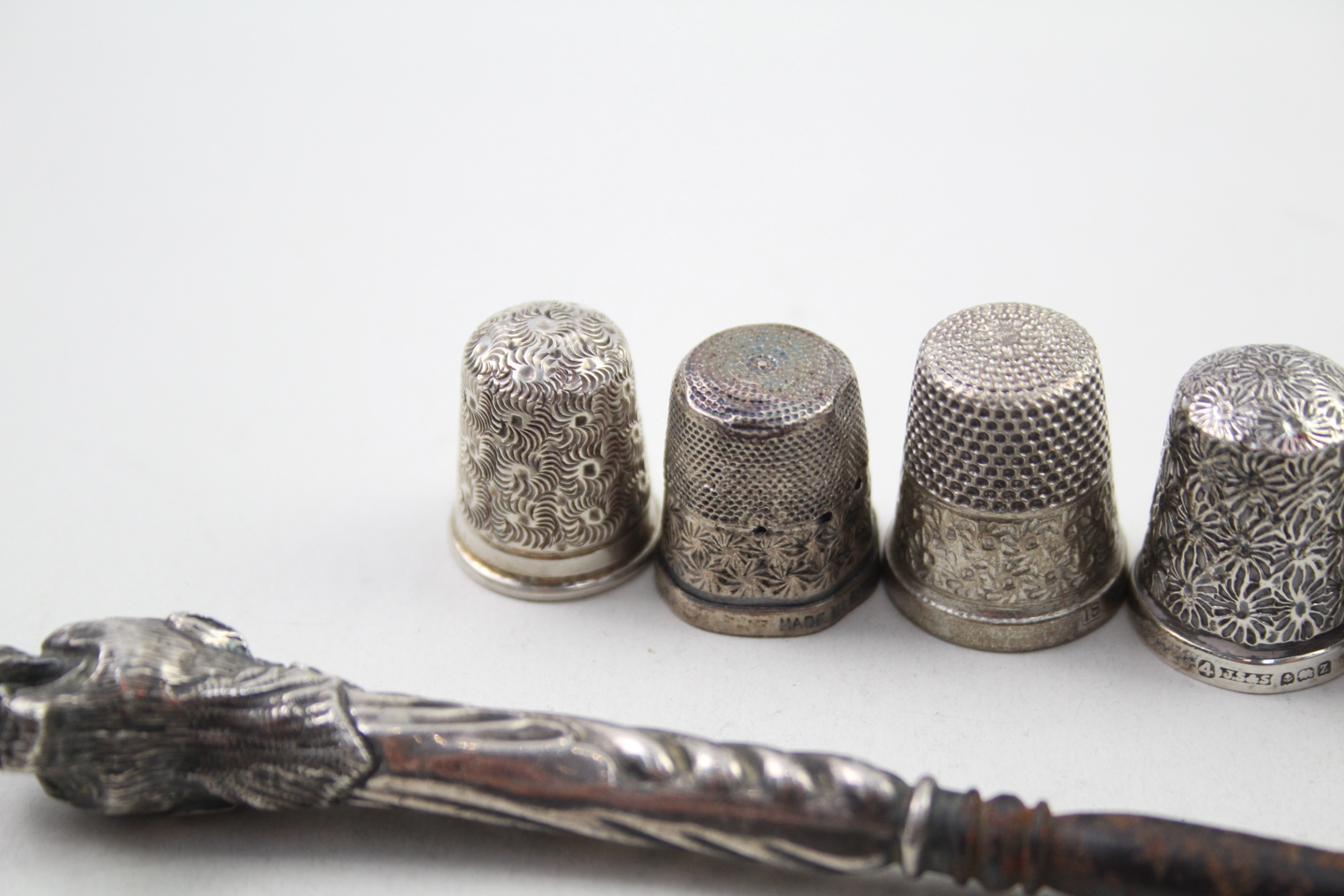 8 x .925 sterling thimbles & handled button hook - Image 3 of 6