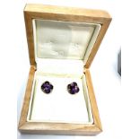 9ct gold amethyst earrings weight 2.5g boxed