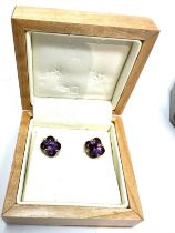 9ct gold amethyst earrings weight 2.5g boxed