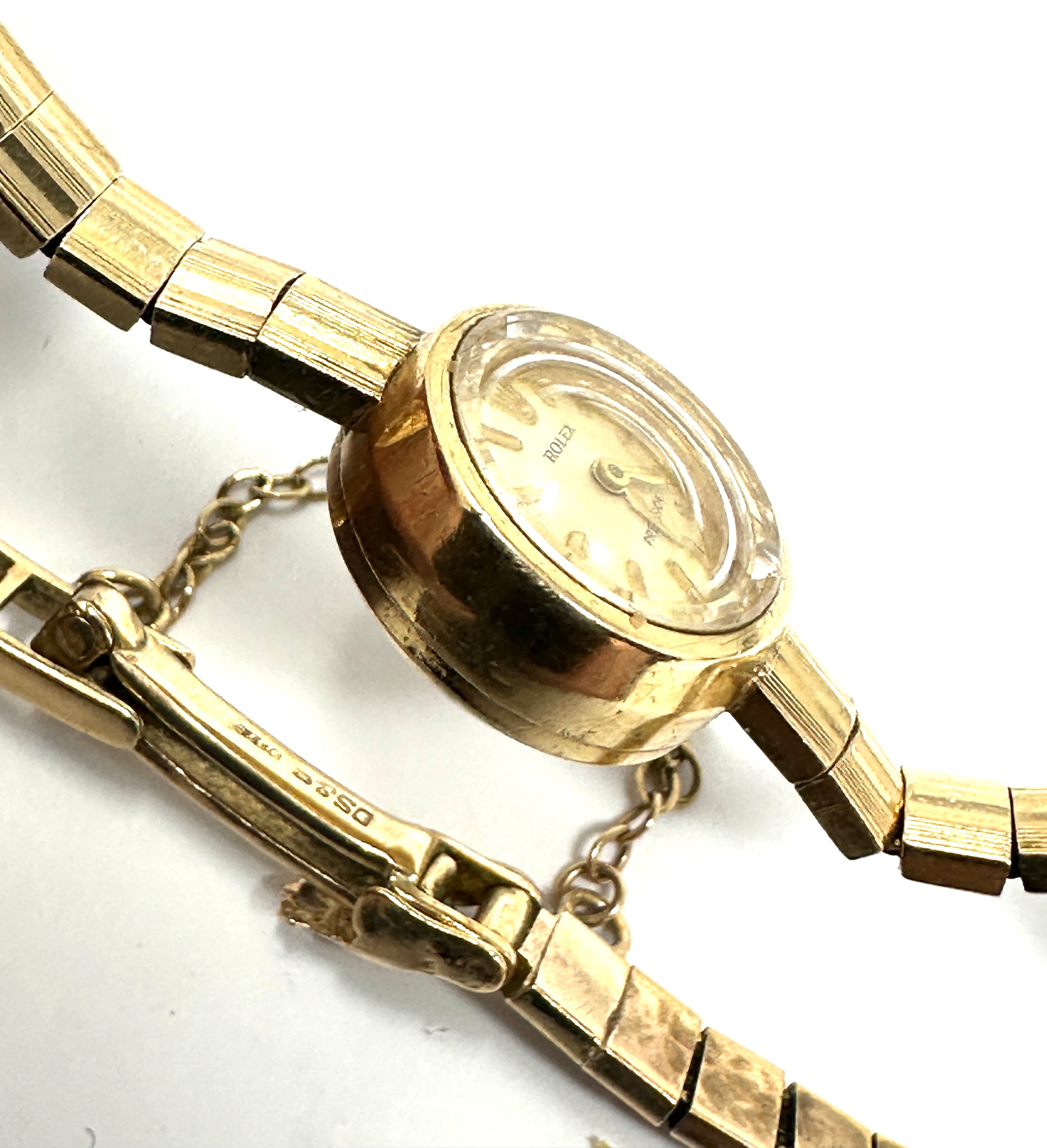 9ct gold ladies Rolex Precision with original 9ct gold rolex strap the watch is ticking - Image 3 of 4