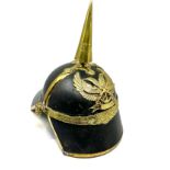 Black Leather Prussian Helmet German Pickelhaube Long Spiked Helmet