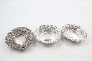 3 x .925 sterling pin / salt dishes