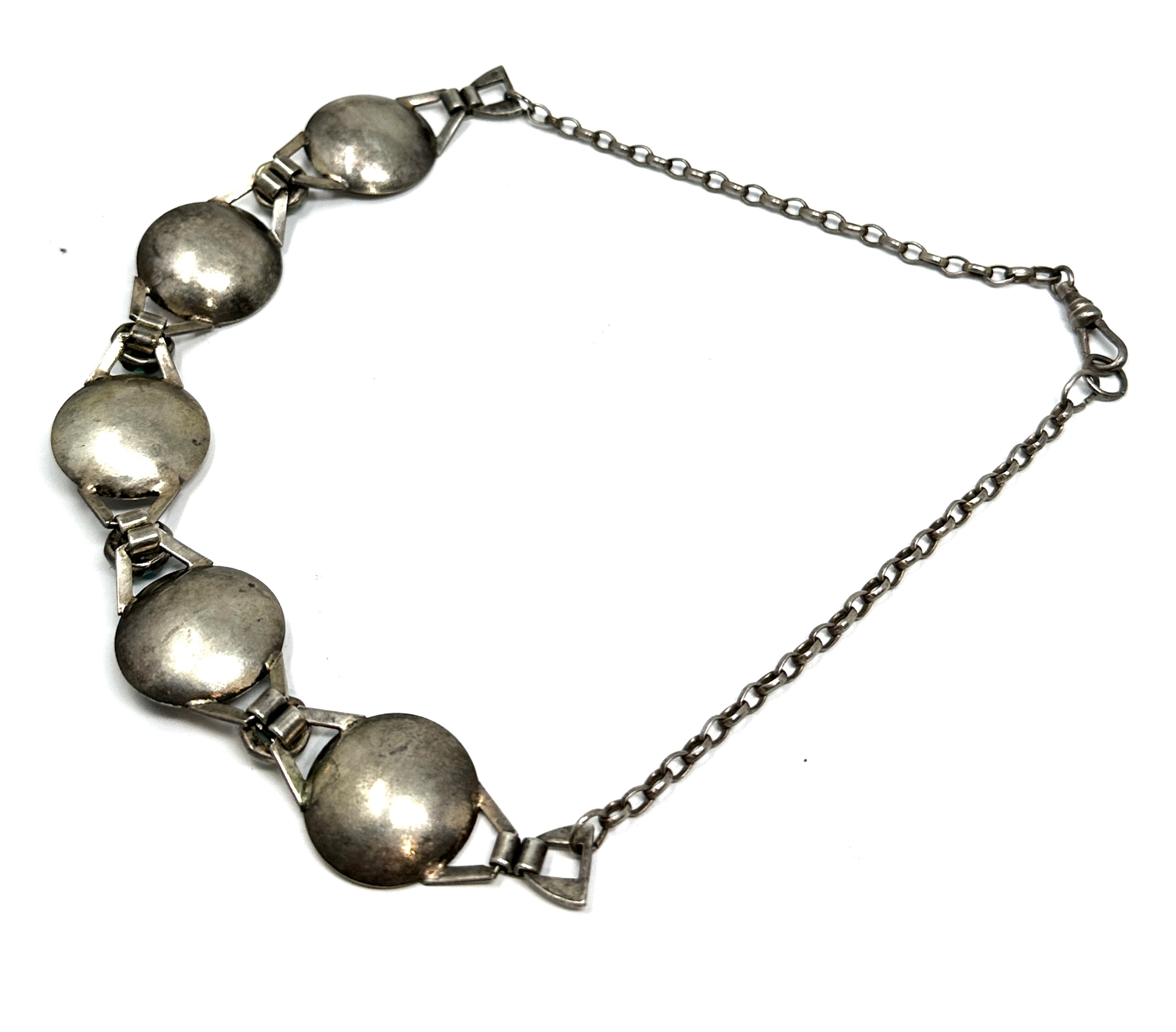 Continental vintage stone set choker necklace hallmarked 800 ag 50 measures approx 40cm when - Image 5 of 6