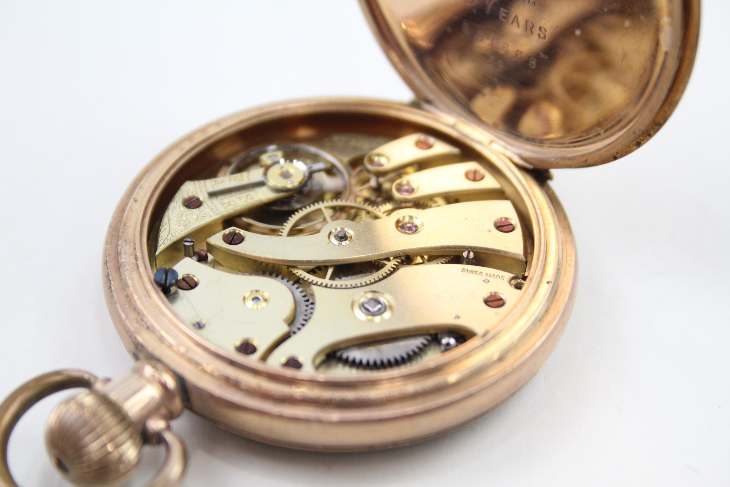 Mens Vintage Open Face POCKET WATCH Rolled Gold Hand Wind Working - Image 5 of 7