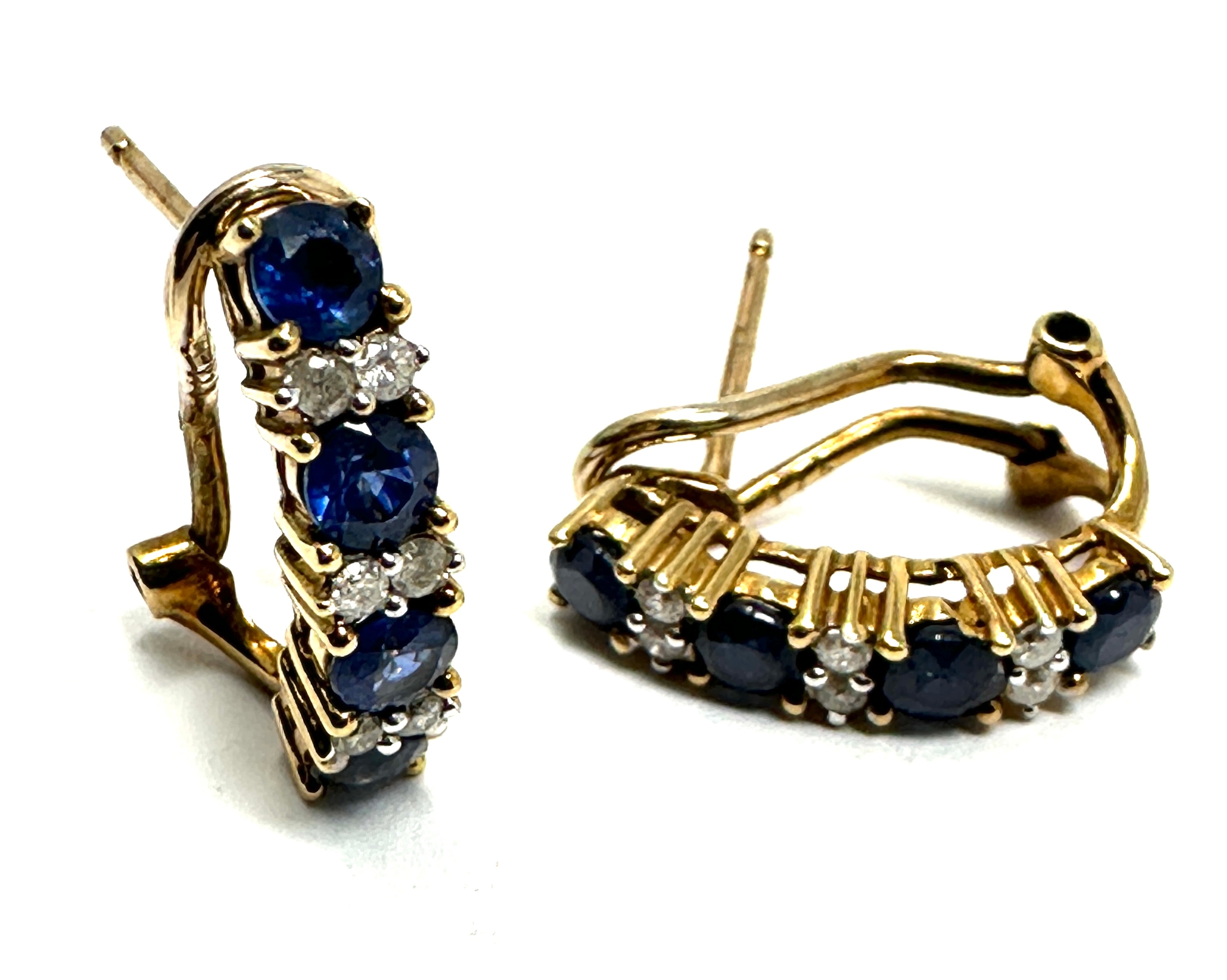 9ct gold sapphire & diamond earring weight 2.6g