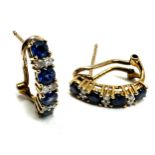 9ct gold sapphire & diamond earring weight 2.6g