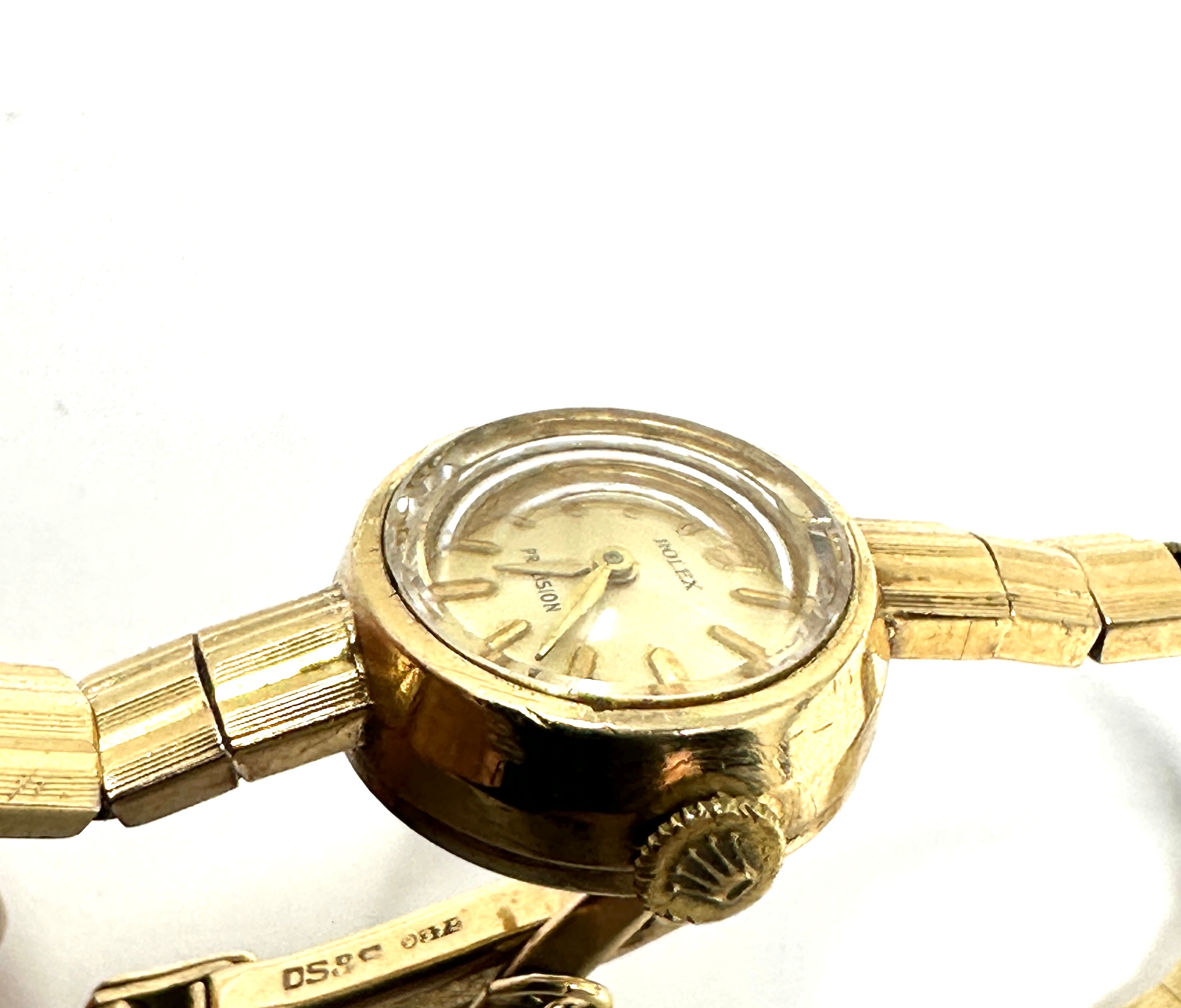 9ct gold ladies Rolex Precision with original 9ct gold rolex strap the watch is ticking - Image 4 of 4