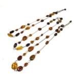 3 silver amber necklaces weight 45g
