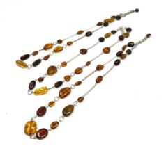 3 silver amber necklaces weight 45g
