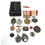 selection of ww2 japanese medals pins etc with original medal box