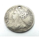 Queen Ann 1711 Silver shilling holed