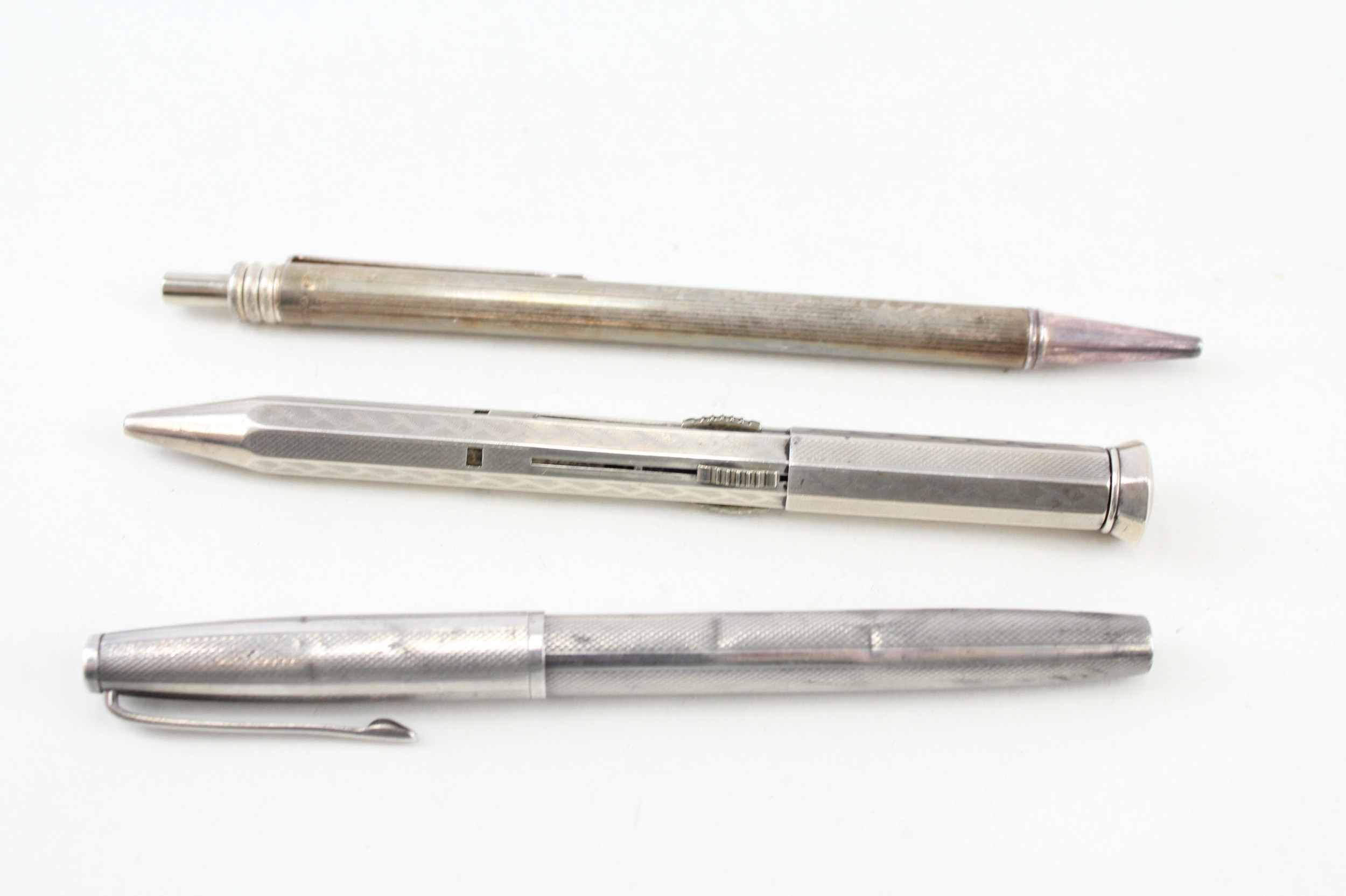 3 x .800 & .925 sterling writing instruments inc ballpoints etc