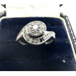 9ct white gold diamond ring 0.50ct diamonds weight 1.8g will need replacement small diamond