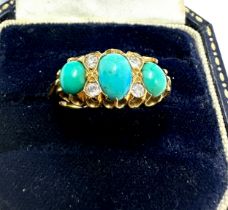 Antique 18ct turquoise & diamond ring weight 5.5g