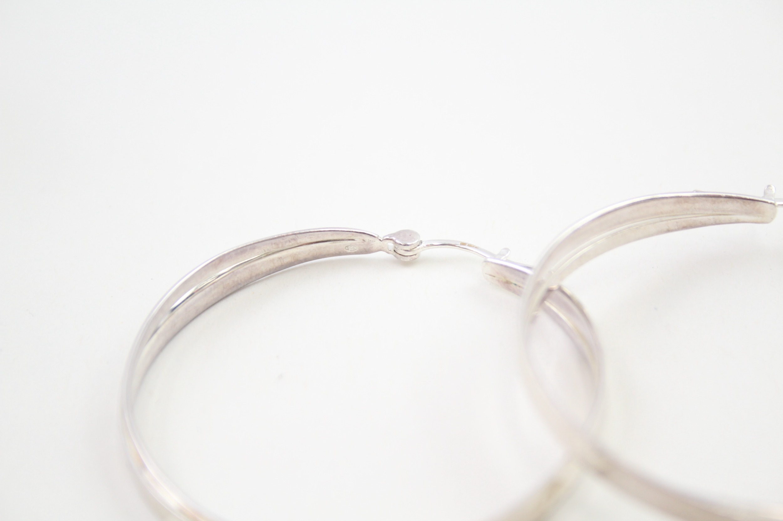 A pair of silver hoop earrings by Emporio Armani (14g) - Image 5 of 5