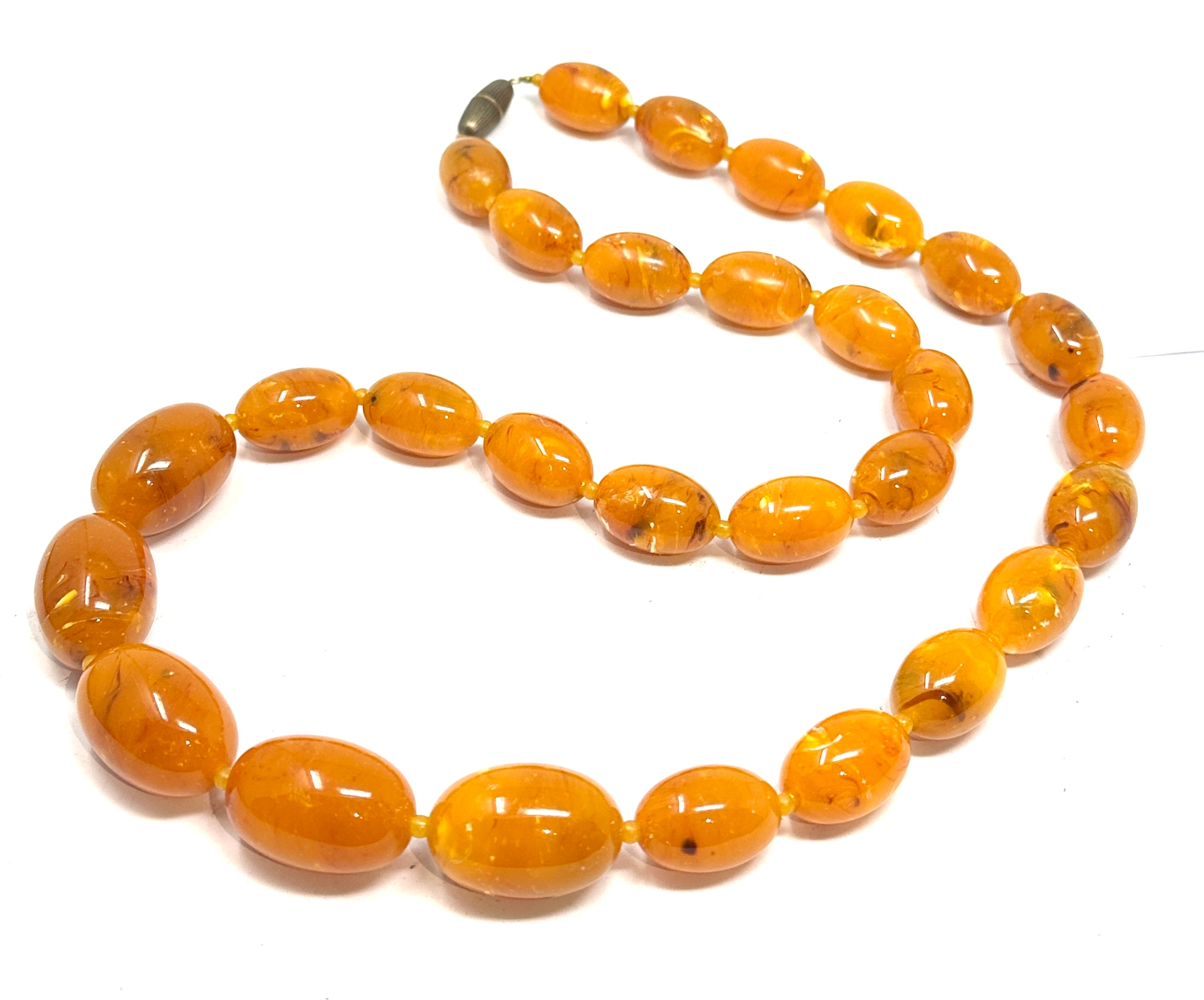 costume amber type bead necklace weight 153g