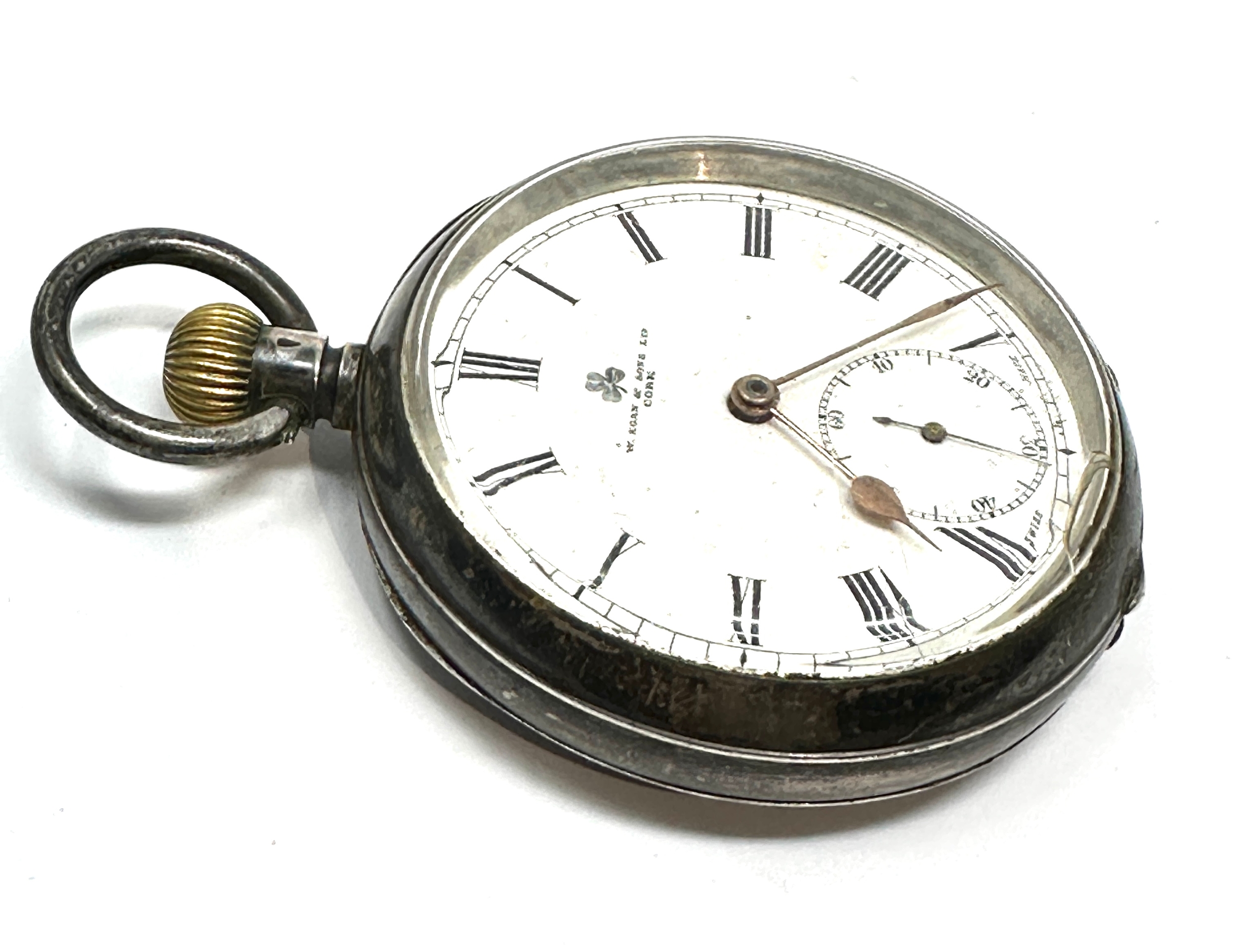 Antique silver open face pocket watch w.egan & sons ltd cork the watch is ticking - Image 2 of 3