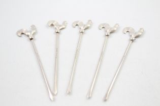 5 x .925 sterling novelty cocktail sticks