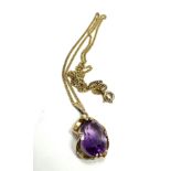 9ct gold amethyst pendant necklace weight 7.1g