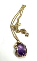 9ct gold amethyst pendant necklace weight 7.1g