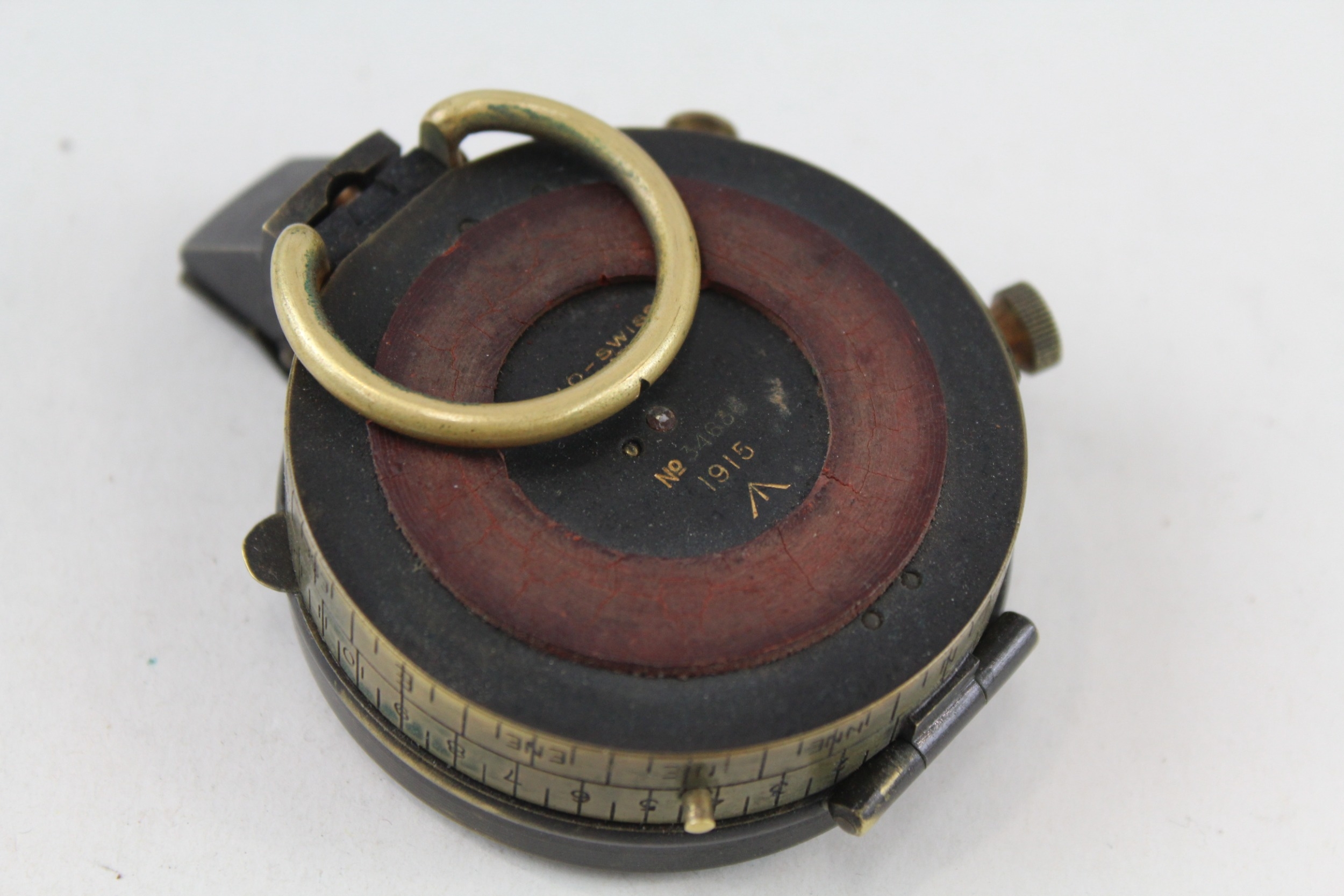 WW1 1915 Dated Verners Pattern Military Compass & Leather Case Anglo Swiss - Image 6 of 7