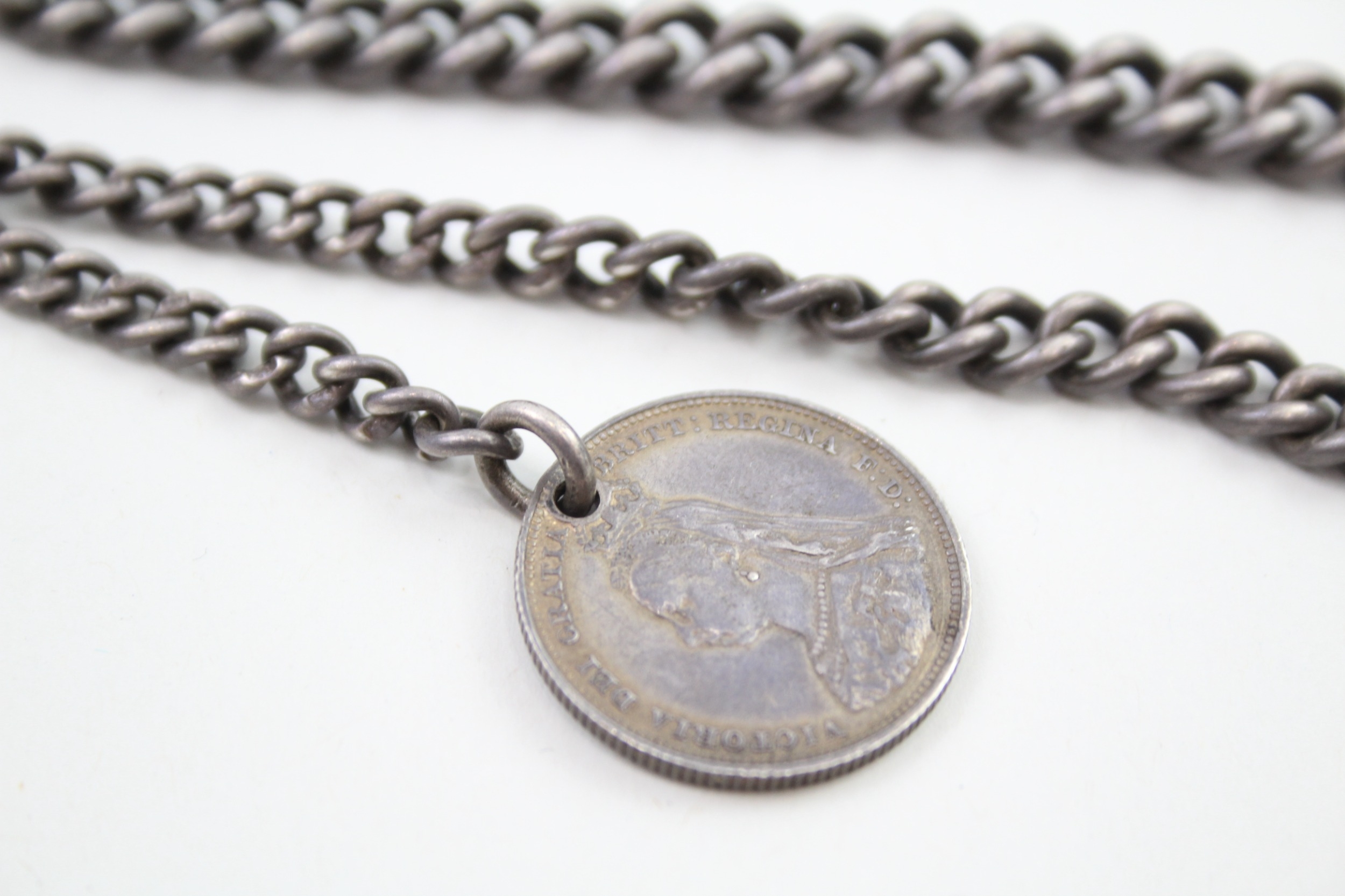 A silver Albert watch chain (43g) - Image 2 of 6