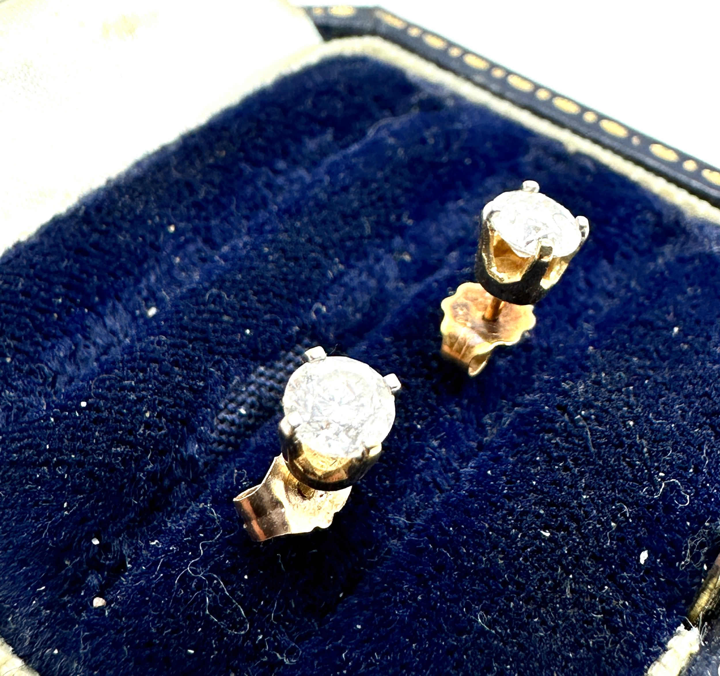 9ct gold diamond earrings each diamond measures 4mm 0.50ct diamonds - Image 2 of 3