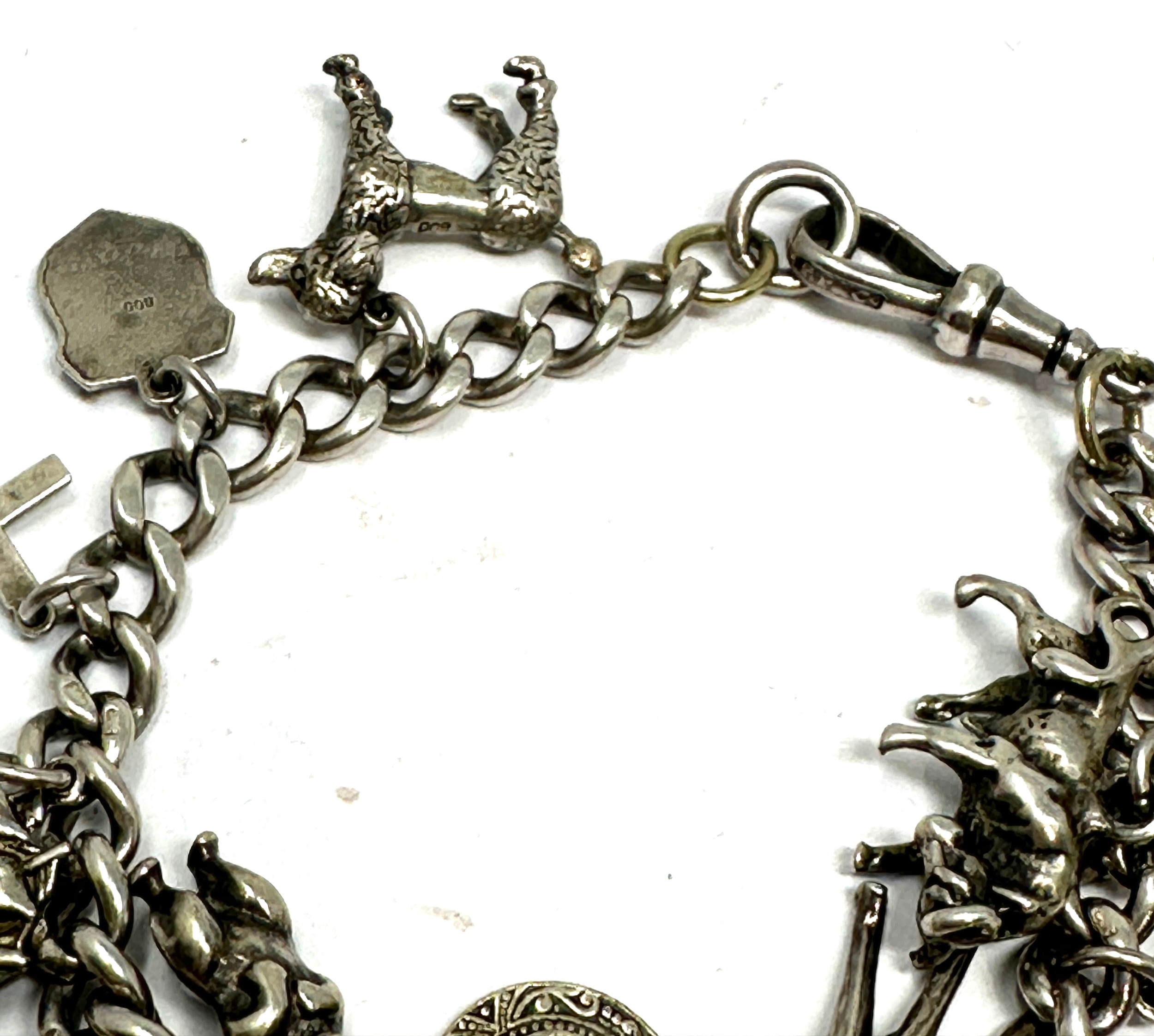 Vintage silver watch chain charm bracelet weight 50g - Image 4 of 4