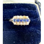 vintage 14ct gold sapphire & seed-pearl ring weight 2.5g