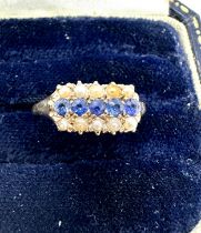 vintage 14ct gold sapphire & seed-pearl ring weight 2.5g