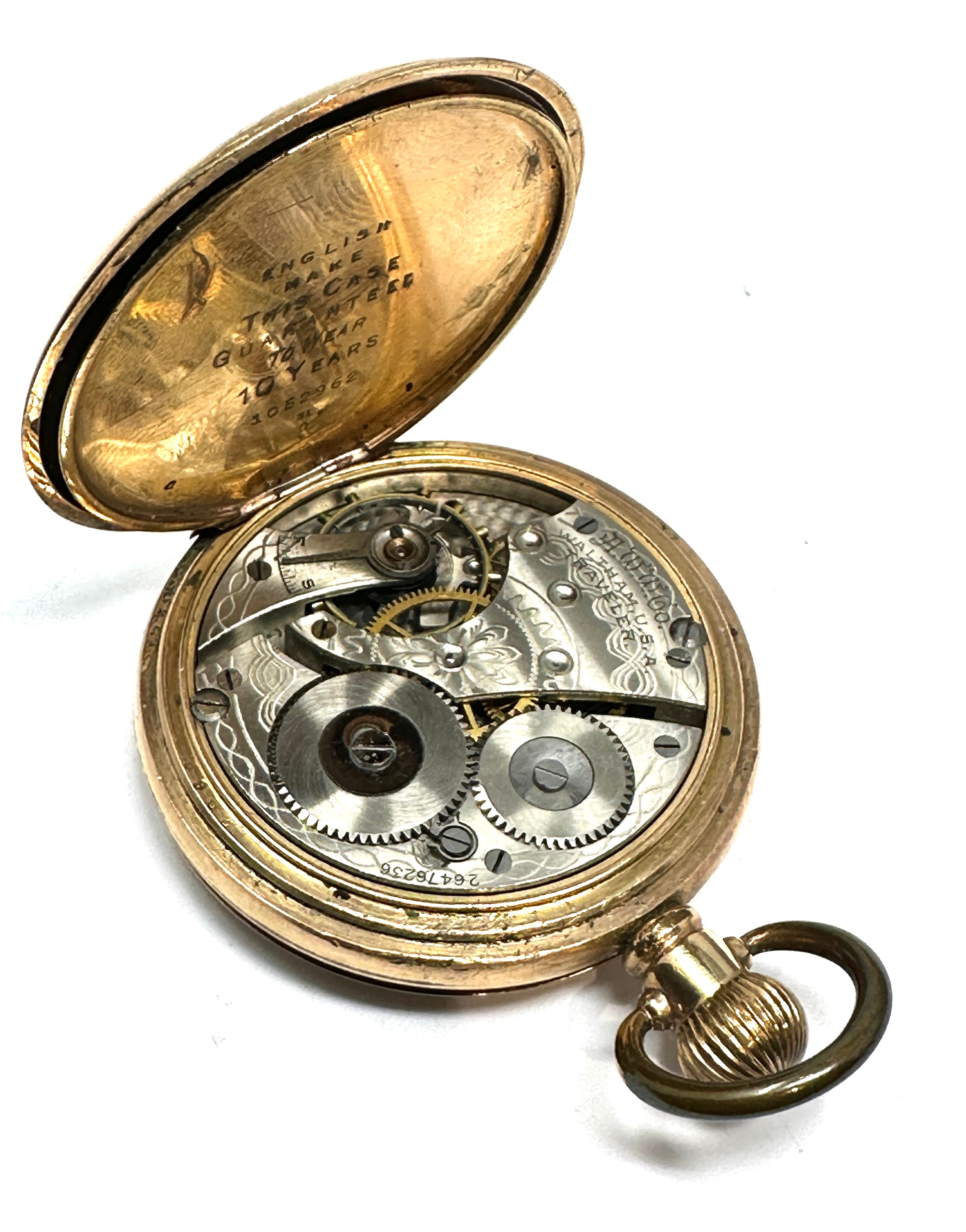 Antique gold plated full hunter waltham traveller pocket watch the watch is not ticking - Image 3 of 3