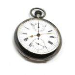 Antique silver open face chronograph up down dial centre second pocket watch the watch is not