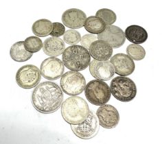 selection of pre 1920 silver coins inc florins sgillings sixpences etc