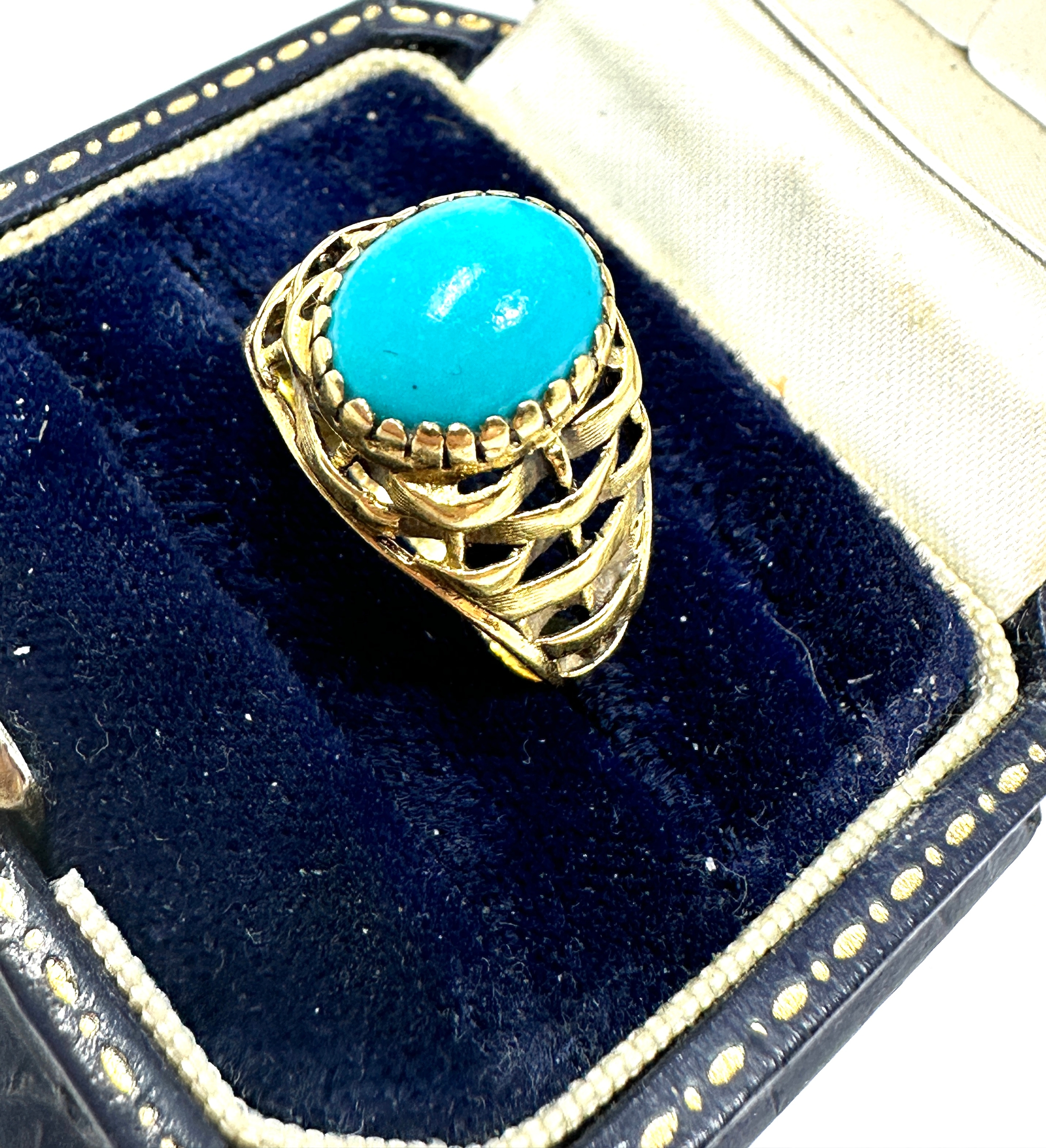 18ct gold turquoise ring weight 3.9g - Image 3 of 4