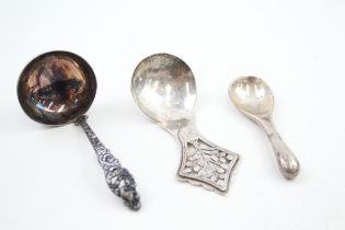 3 x .925 & .930 silver spoons inc caddy etc