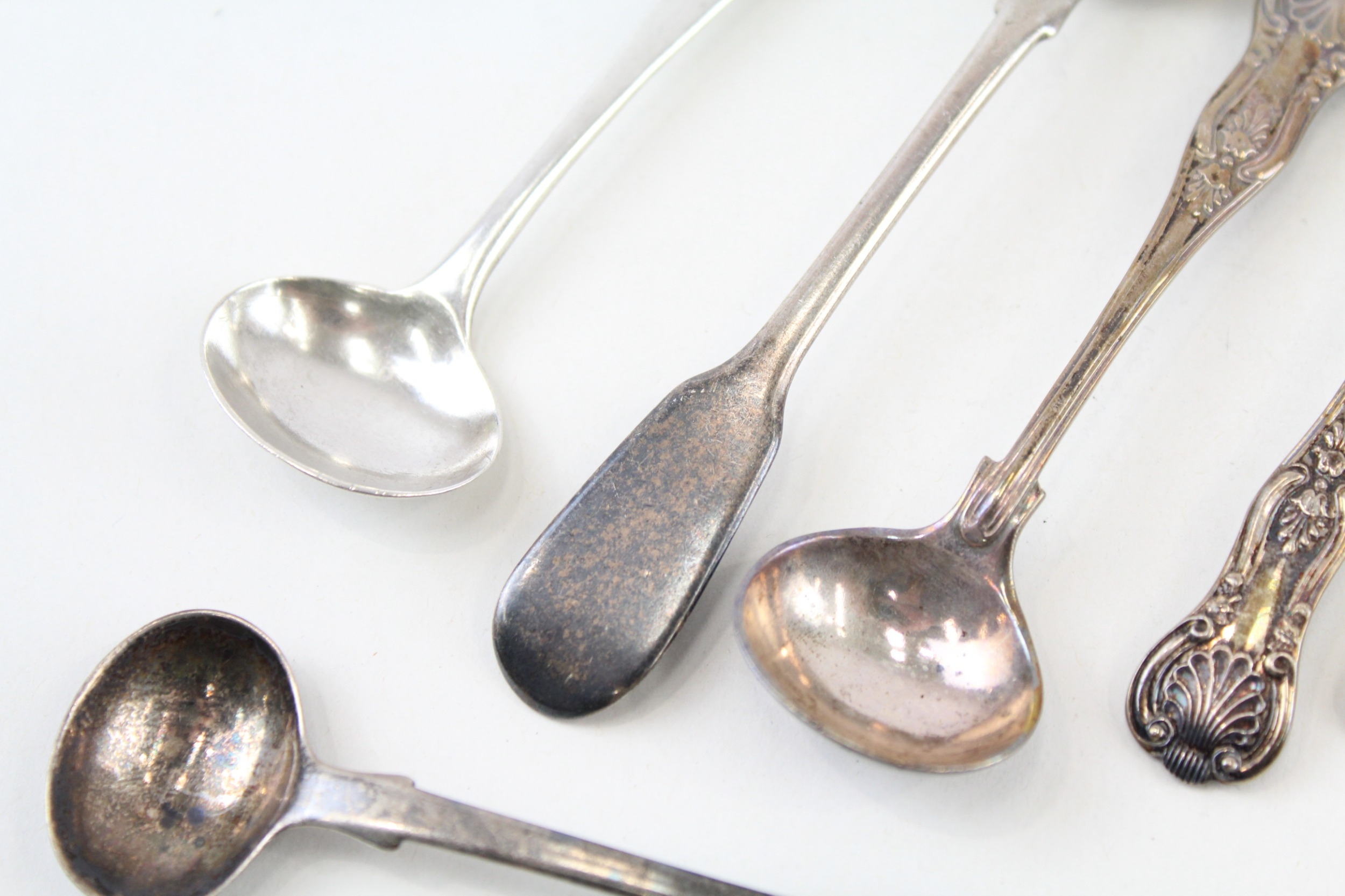 9 x .925 sterling condiment spoons inc georgian - Image 2 of 6