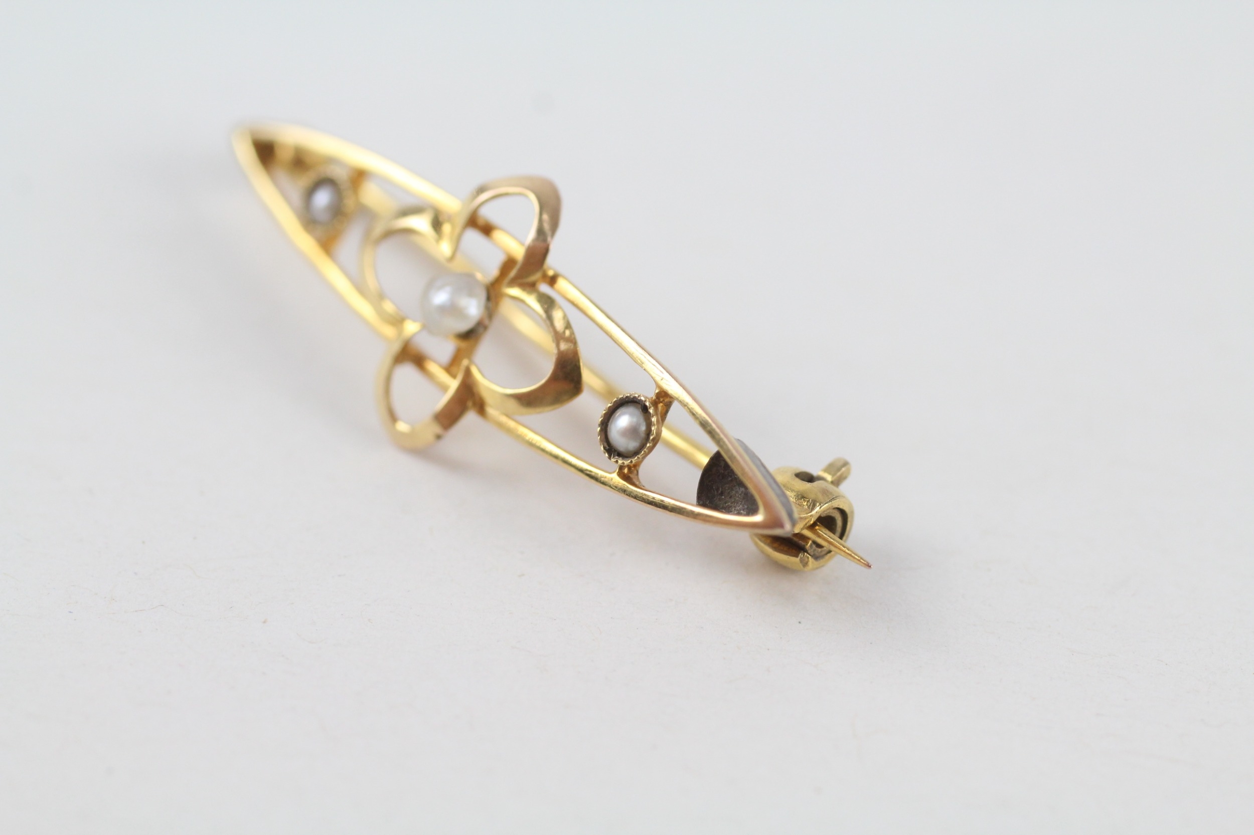 9ct gold vintage pearl brooch (1.6g) - Image 3 of 4