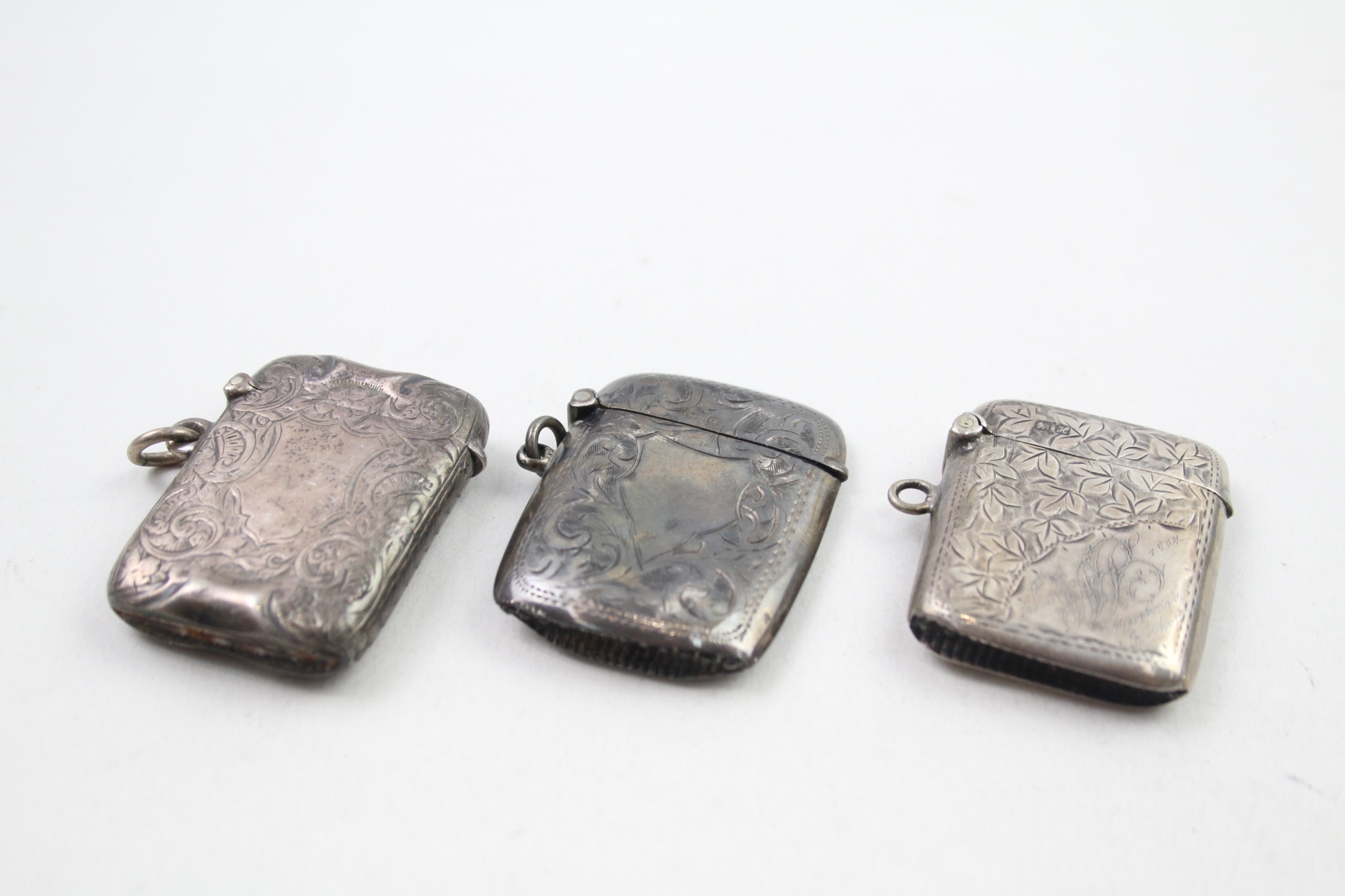 3 x .925 sterling vesta cases