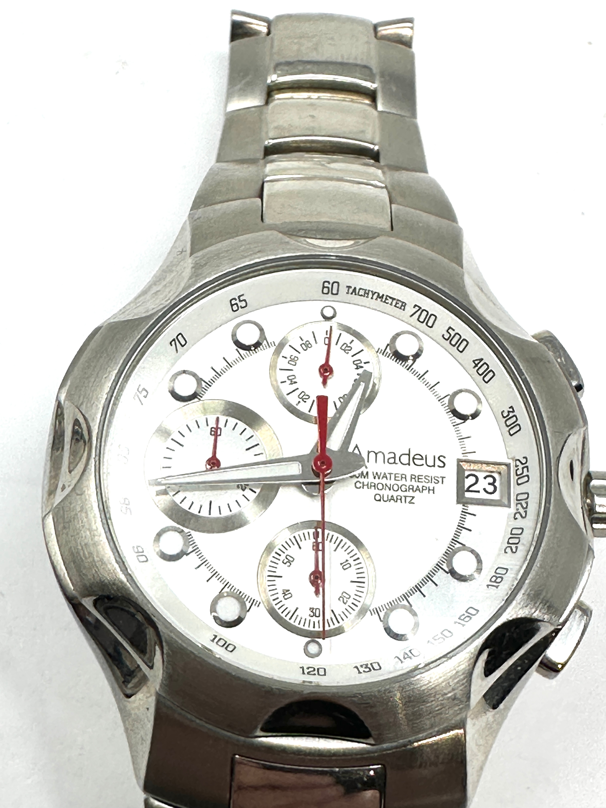Mens Amadeus quartz Stainless Steel Chronograph Watch Model AM00056 the watch is untested prob needs - Image 2 of 4