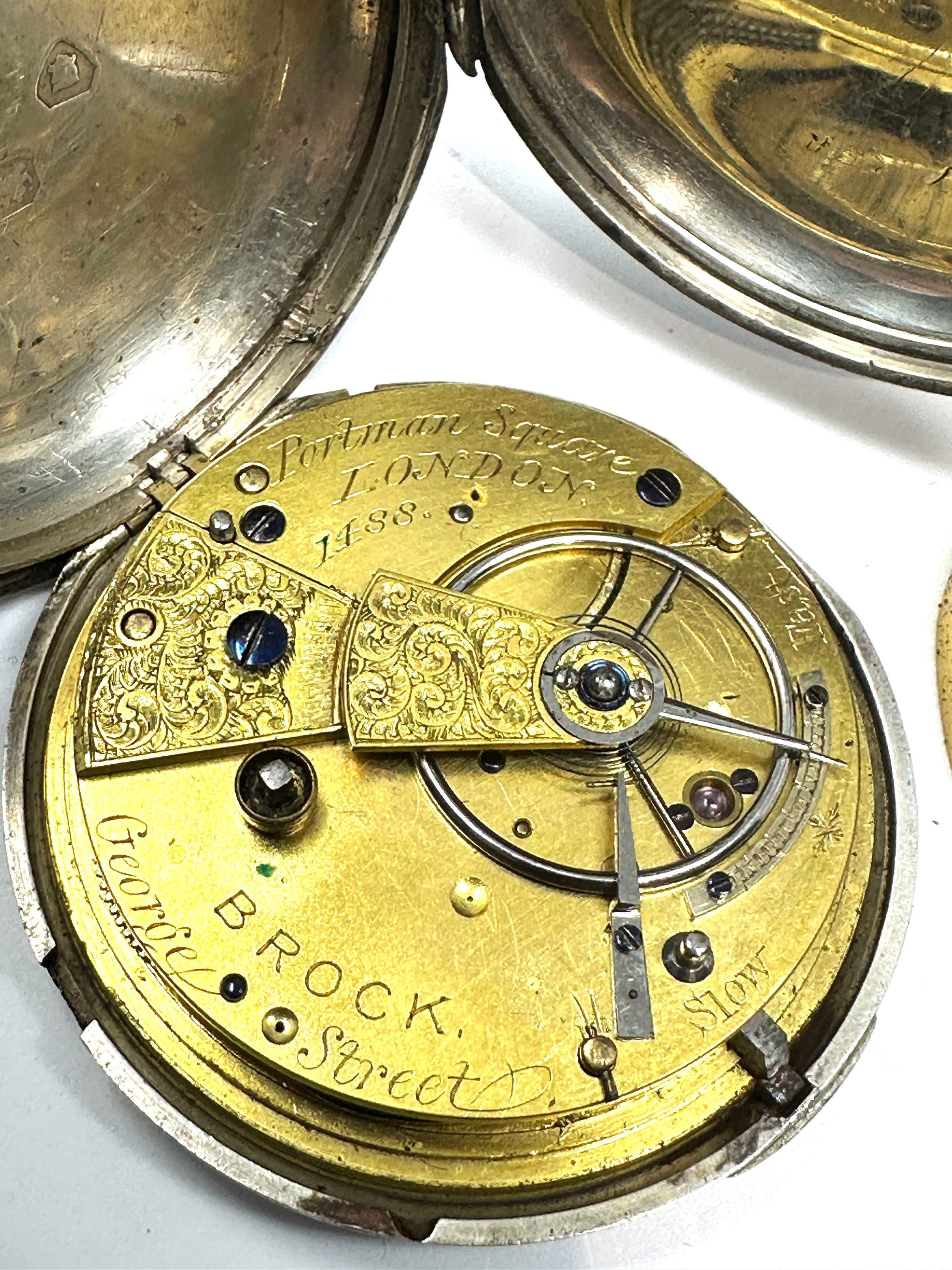 Antique full hunter fusee silver open face pocket watch Brock London the watch is not ticking - Image 3 of 3