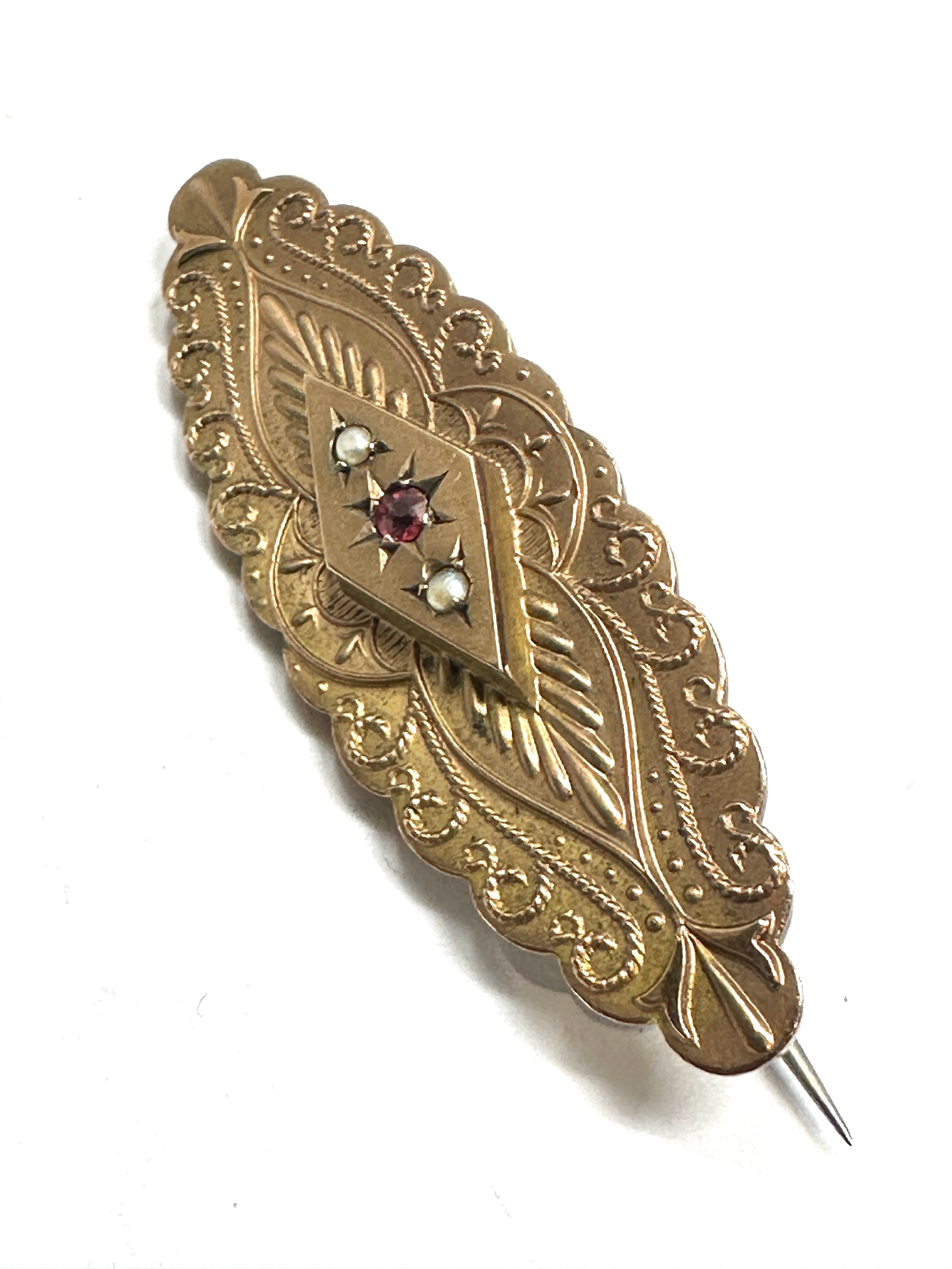 9ct gold antique mourning brooch weight 3.4 - Image 2 of 3