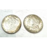 2 x 1886 morgan one dollar coins high grade
