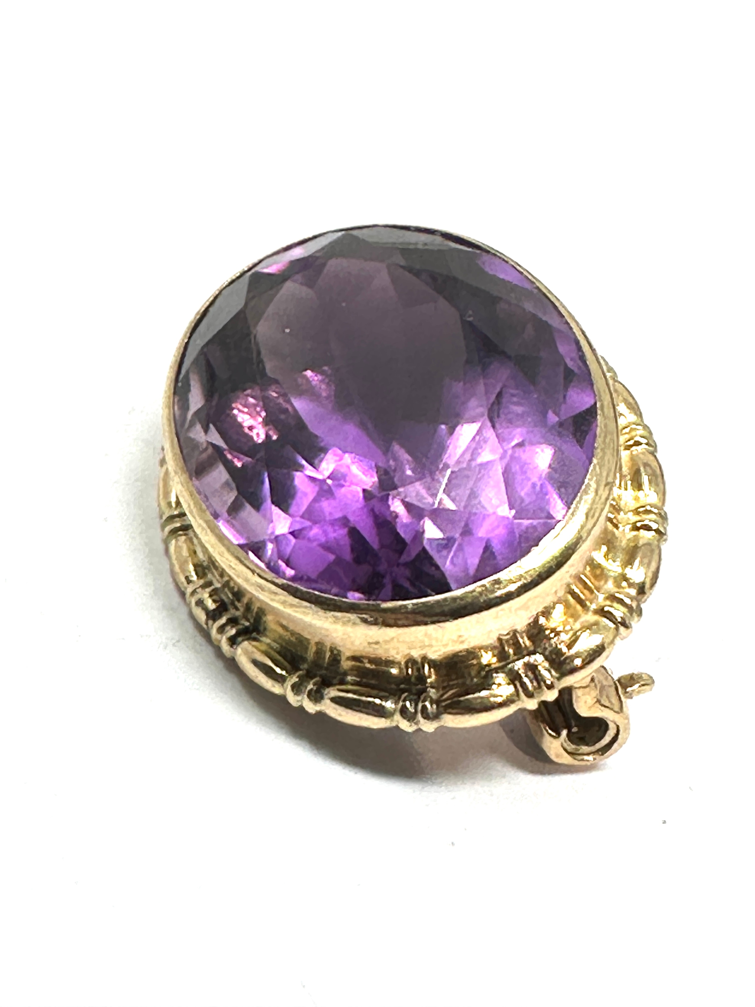 9ct gold amethyst brooch weight 9.8g - Image 2 of 3