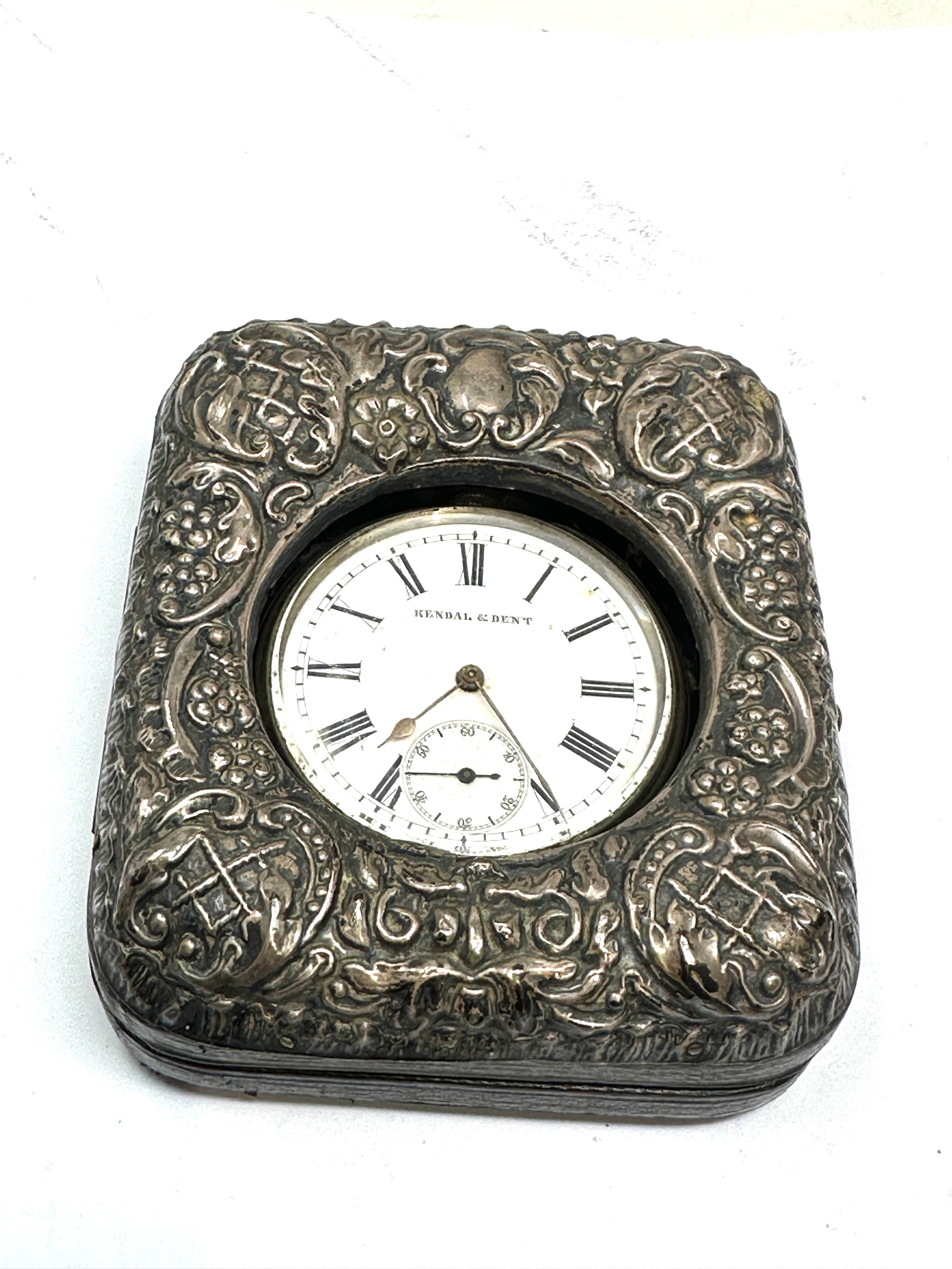 Antique silver travel case & open face pocket watch the watch is not ticking