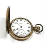 Antique gold plated full hunter waltham traveller pocket watch the watch is not ticking