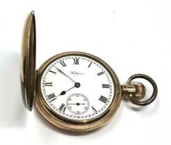 Antique gold plated full hunter waltham traveller pocket watch the watch is not ticking