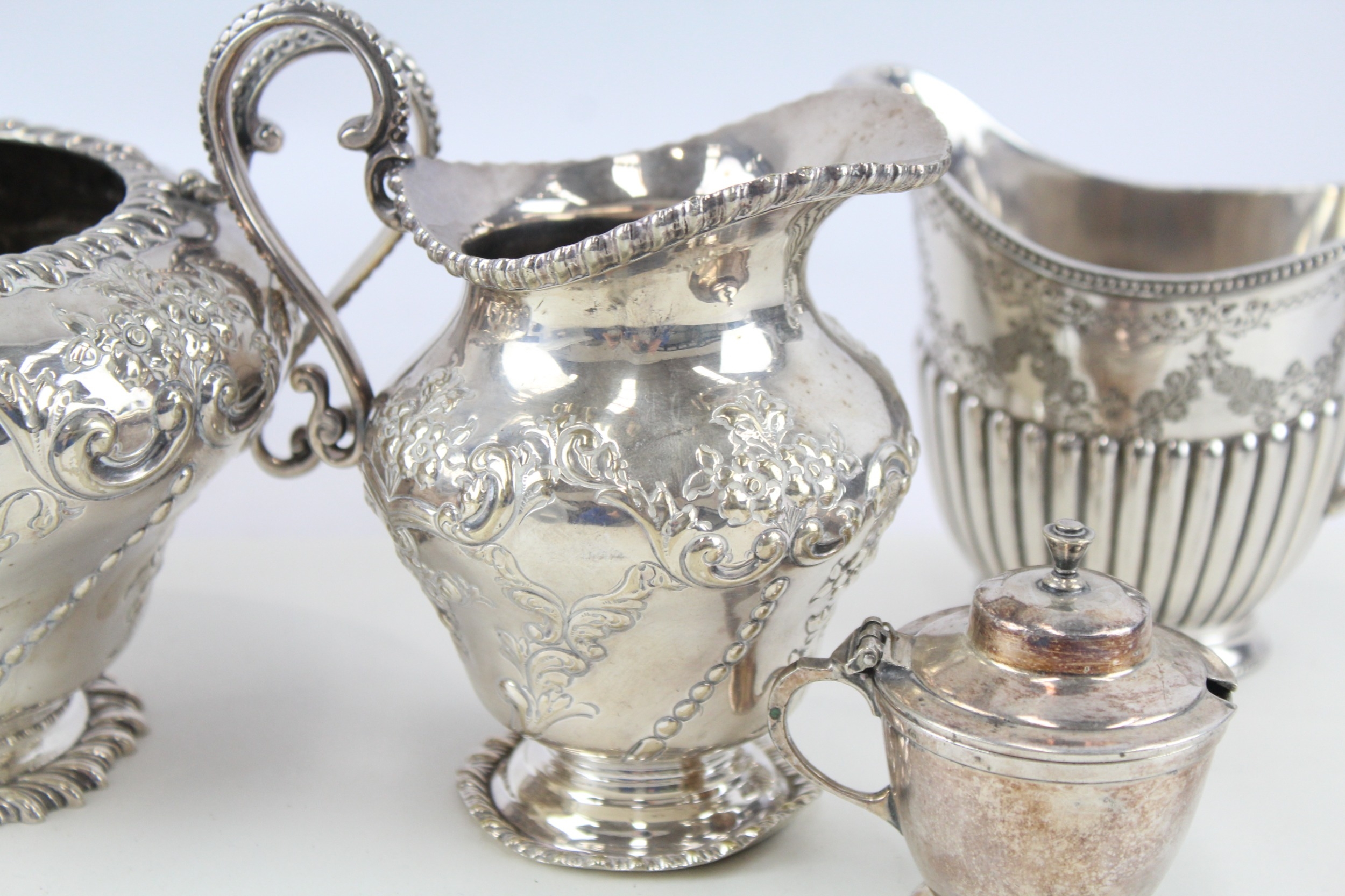 Silver Plate Ware Antique Vintage Victorian Creamer Teapot George III x 5 2164g - Image 4 of 6