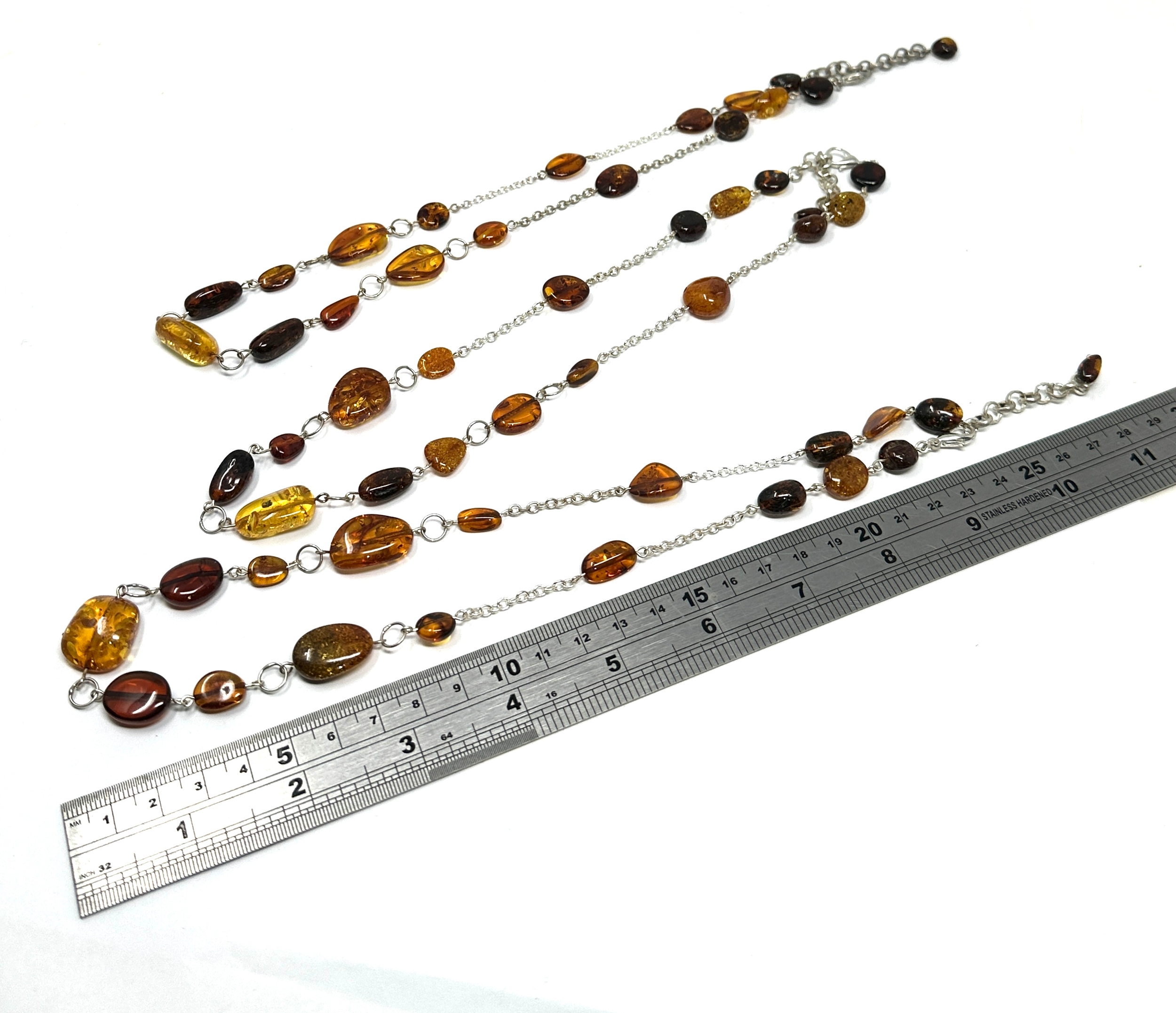 3 silver amber necklaces weight 45g - Image 3 of 3