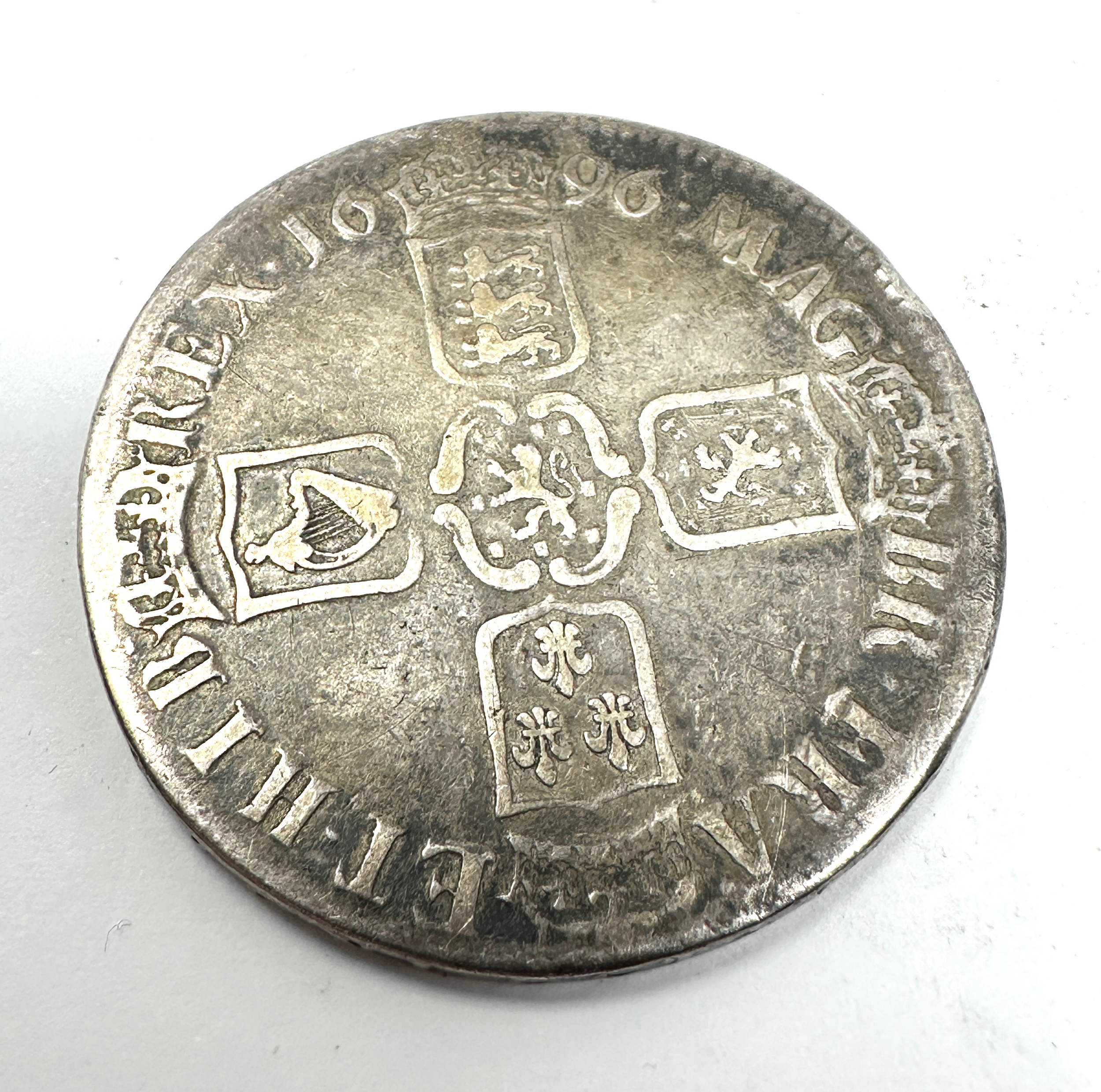 1696 William III Early Milled Silver Crown, - Image 2 of 2